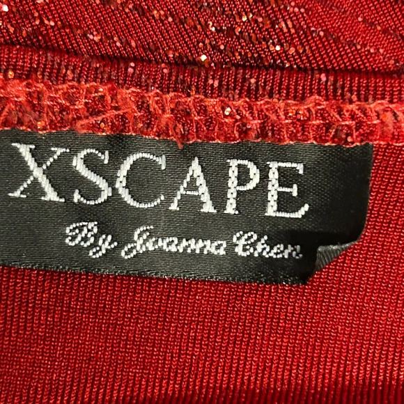 Joanna Chen Women's Medium Red Sparkle Cowl Neck Top Split Bell Sleeve Christmas - Picture 10 of 11